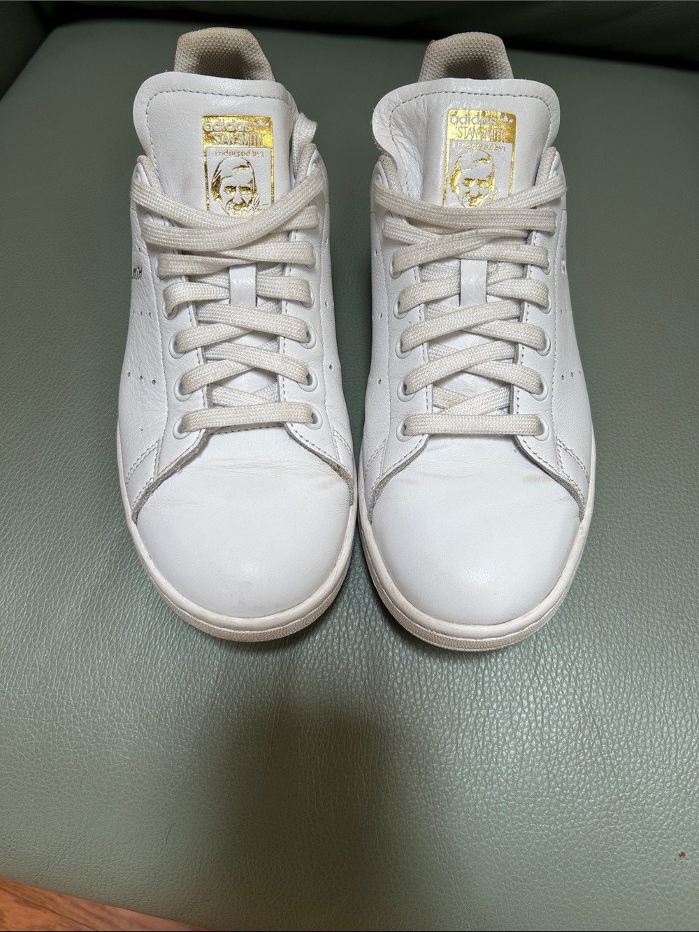 Adidas Women’s Stan Smith Floral/Gold Accent White Sneakers Size9